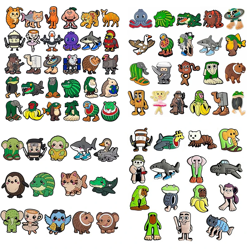 8-30Pcs Italian Brainrot Funny Animal Shoe Charms Accessories Children Shoe Decorations Fit Wristband Clogs Sandal Kids Gifts