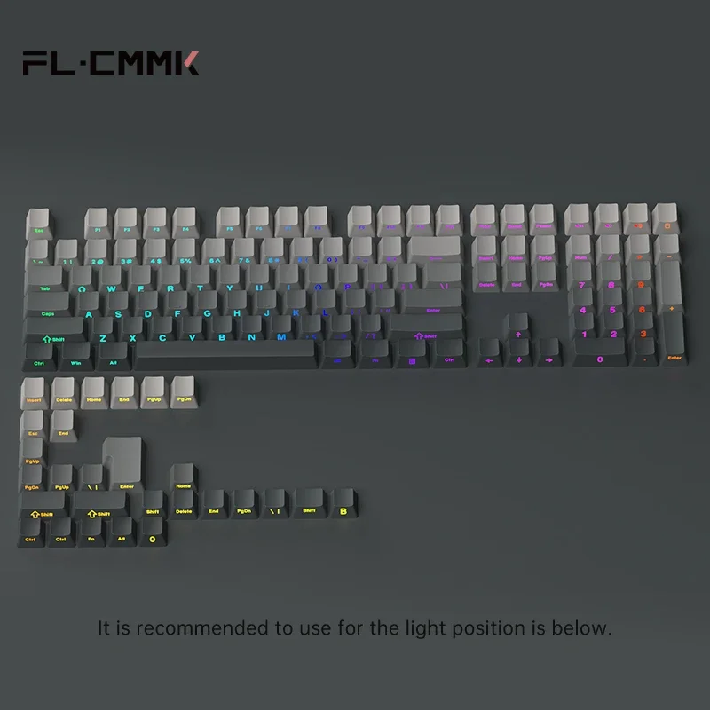 

FL·ESPORTS 136 Key PBT Double Shot Side Print Light Through Backlit keycaps For MX Mechanical Keyboard 108 96 87 80 84 68 64 61