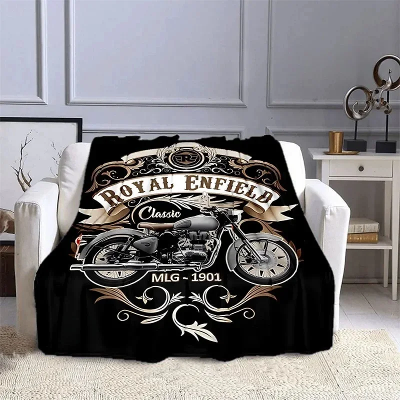 Motorcycle R-ROYAL ENFIELD Printed Blanket Picnic Blankets Warm Blanket Soft and Comfortable Blanket Home Travel Birthday Gift