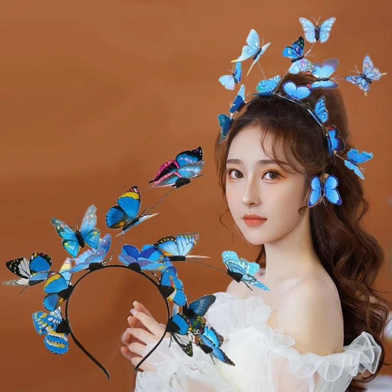 Butterfly Hair Bands Cosplay Elf- Costume Headband Fairy Costume Headpiece Eye-catching Butterfly Hair Bands