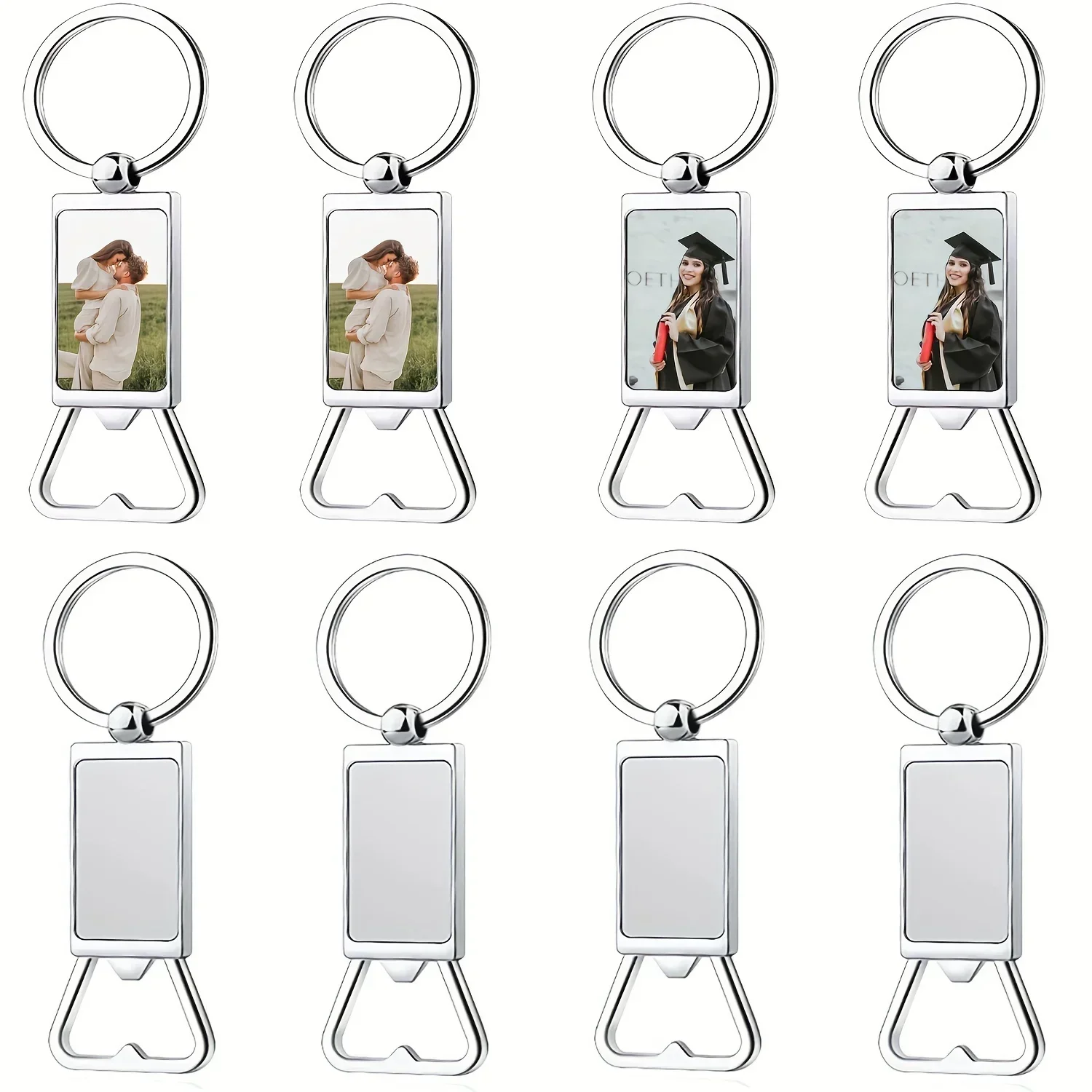 10pcs Sublimation Multifunction DIY Blank Keychains&Bottle Opener Aluminum Heat Transfer Key Rings Customized Sublimation Photos