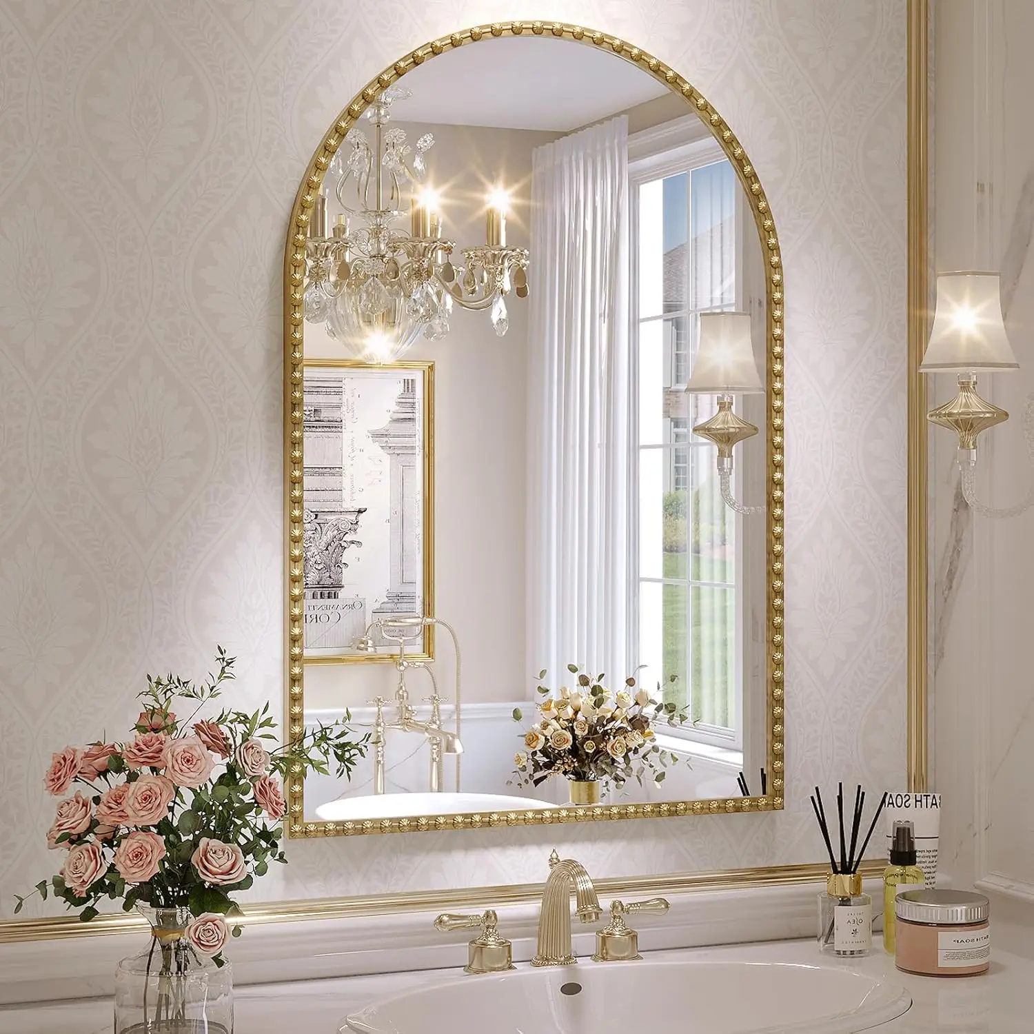 Gold Floral Arch Mirror 3