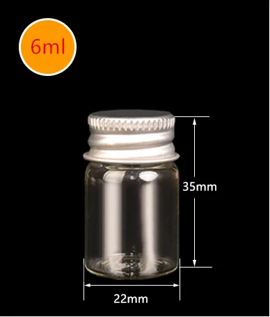 Lot de 100 Mini bouteilles d'huile essentielle, avec bouchon Transparent, rechargeables, en verre, pour cosmétiques, 5/6/7/10/14ml