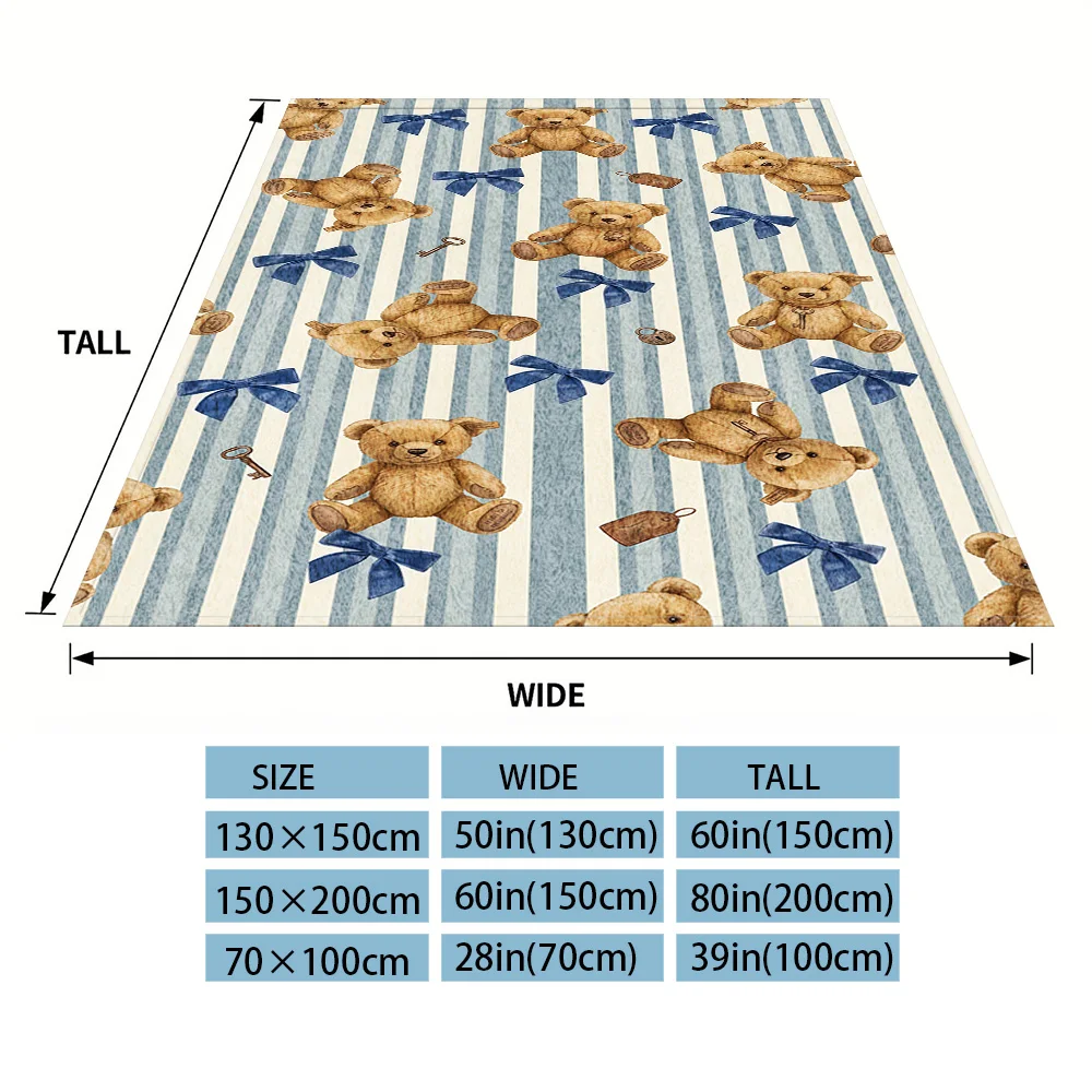 Vintage Bear Nap Blanket,Flannel Blanket,Suitable For Sofas,Beds,Cars,Rooms,Offices,Camping,Exquisite Gift Blankets