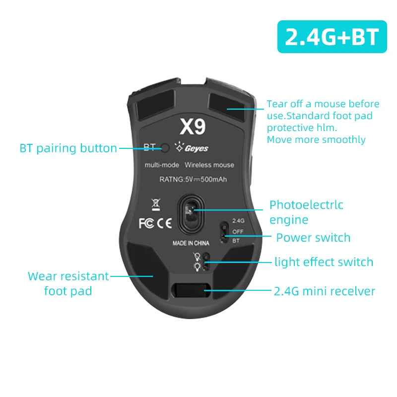 Kuwfi Computer Muis Bluetooth 4.0 + 2.4Ghz Muis Draadloze Dual Mode 2 In 1 2400Dpi Ergonomische Draagbare Optische muizen Voor Pc/Laptop