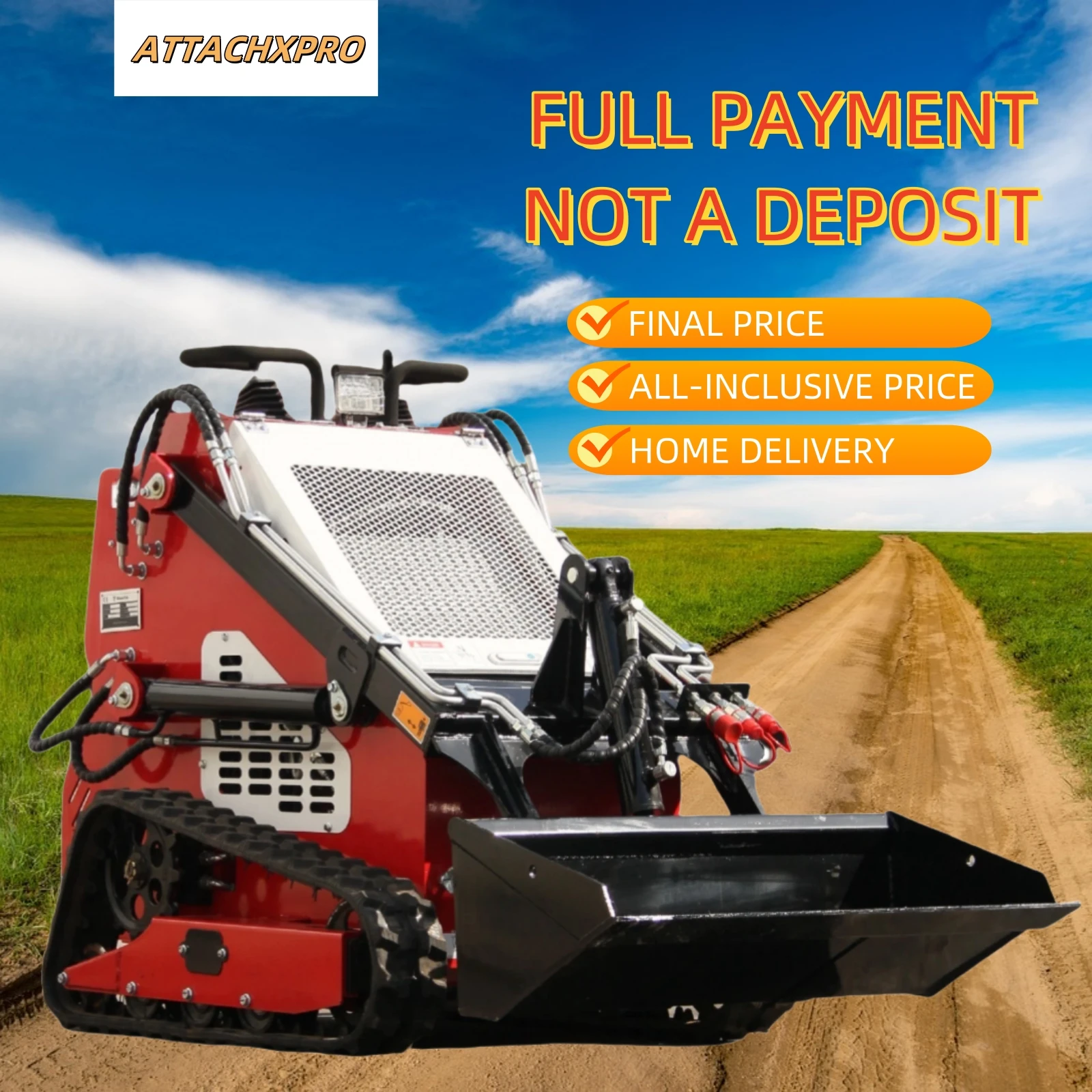 Pagamento completo, non un deposito Mini minipala minipala cingolata a doppio raffreddamento da 15 HP con motore B&S