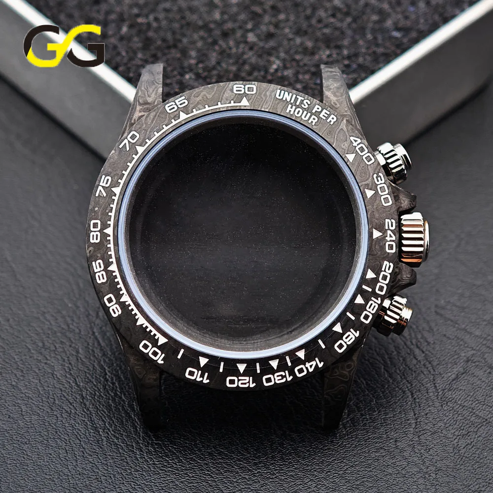 Premium 38mm Carbon Fiber Daytona Watch Case Carbon Bezel 3ATM Waterproof Fit SL4801 Dandong 4130 Movement Mod Accessories