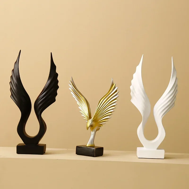 

Nordic Mirs Angel Wing Sculpture Ornaments Modern Home Decoration Mother Child Elephant Resin Statue Abstract Art Crafts Gifts