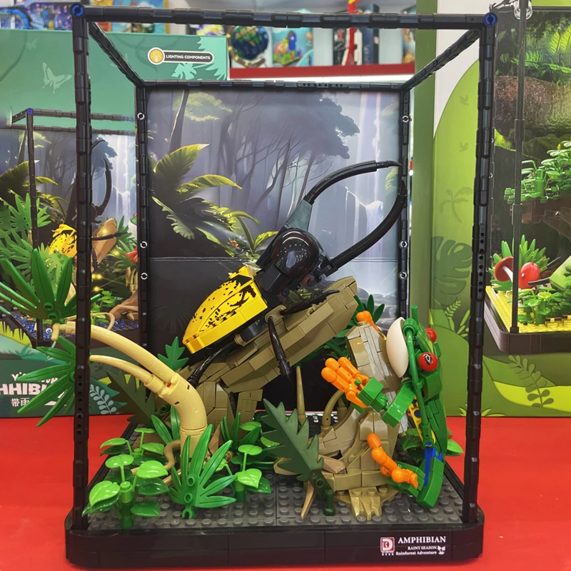 Ideas Series Tropical Rainforest Insect Building Blocks Creative Expert Rhinoceros Beetle Model Bricks Toys For Kid Gift MOC