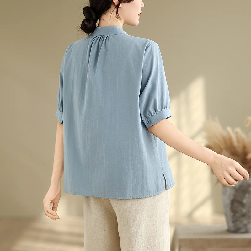 Losse katoenen linnen ort Sve irt dames houten vintage kunst groot formaat blauw irt zomer nieuwe Sle pendelen Sle