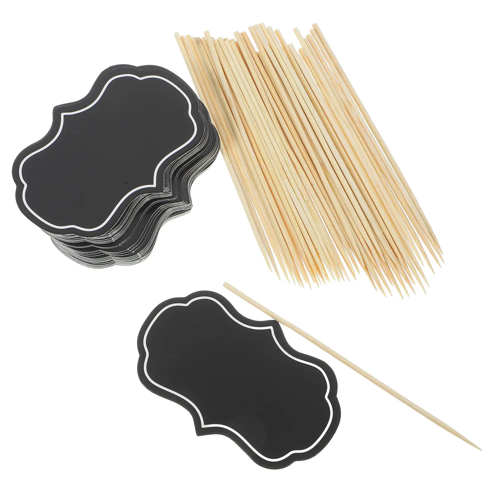 50Pcs Bamboo Paper Cheese Markers Writable Cupcake Picks Food Labels Dessert Toppers Buffet Party Wedding Bakery Supplies
