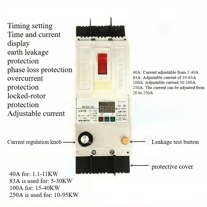 Applicable To DZ15LD-100/390 D6340A Phase-missing Leakage Overcurrent Motor Water Pump Protector Switch, Three-phase