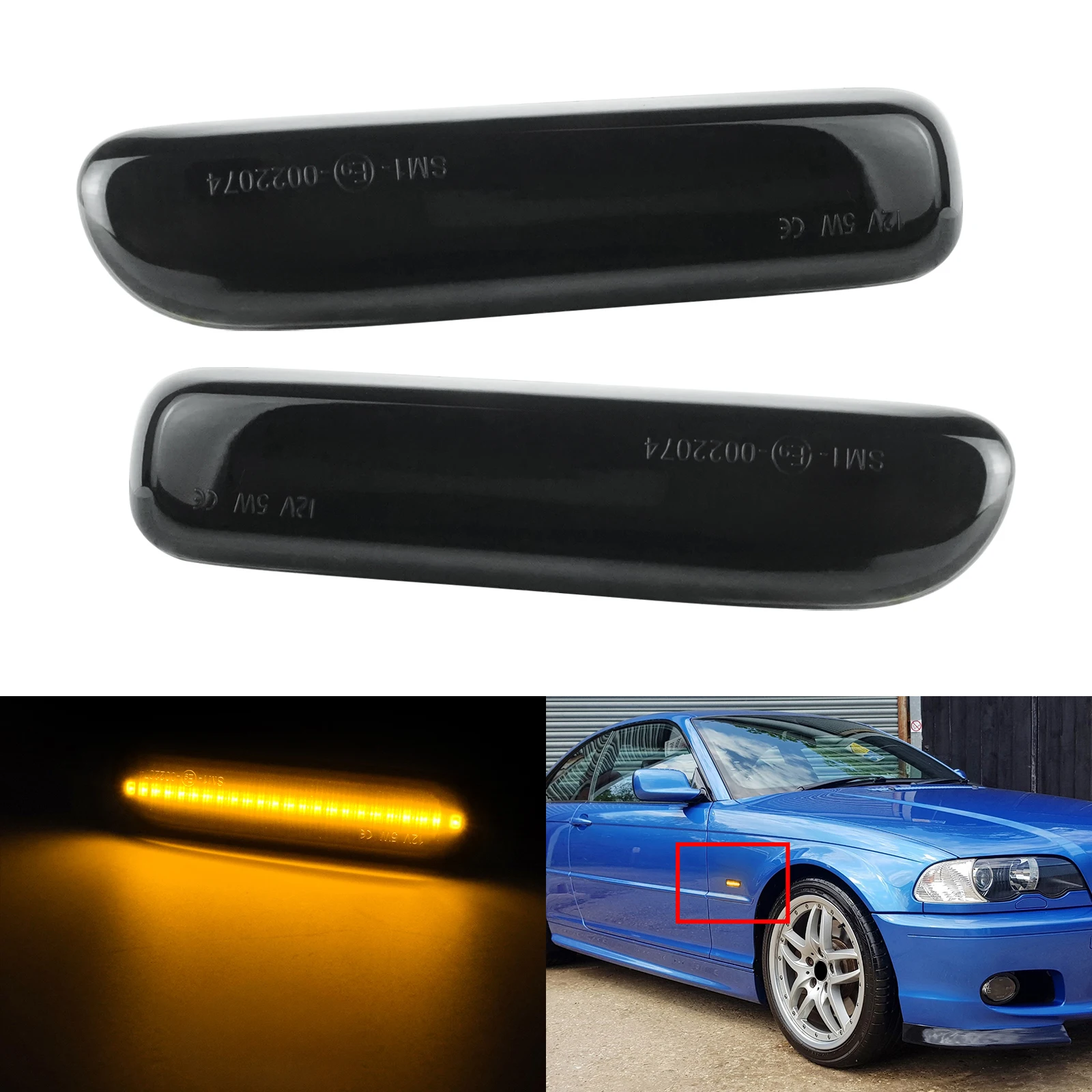 

2x Side Indicator LED Repeater Light Lamps For BMW 3 Series E46 Estate Coupe HB