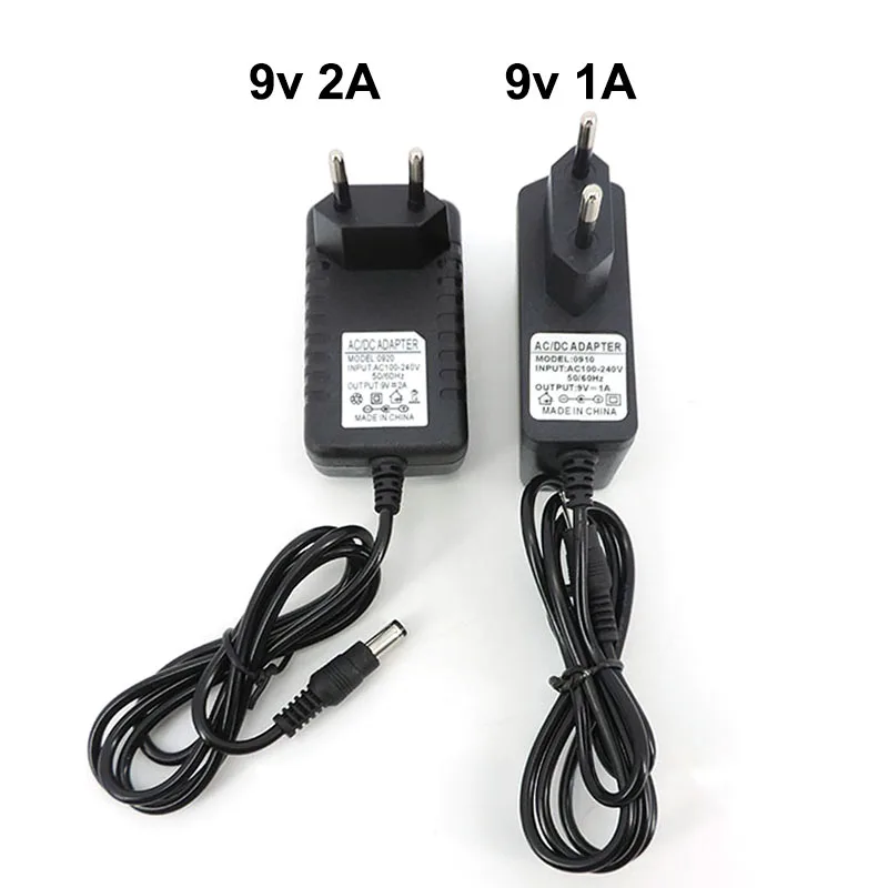 AC to 9V DC 1A 2A EU power supply adapter Supply adaptor 9 volt 1000ma 2000ma 5.5*2.5MM router  LED Monitor regulation s1