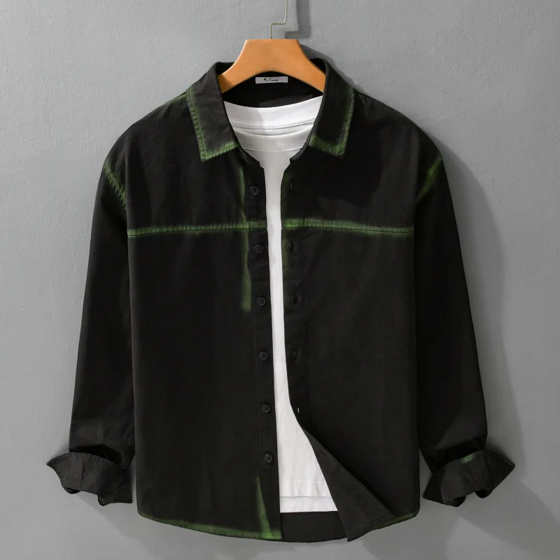 

Мужская винтажная повседневная рубашка свободного кроя с длинным рукавом из хлопка для осени и зимы