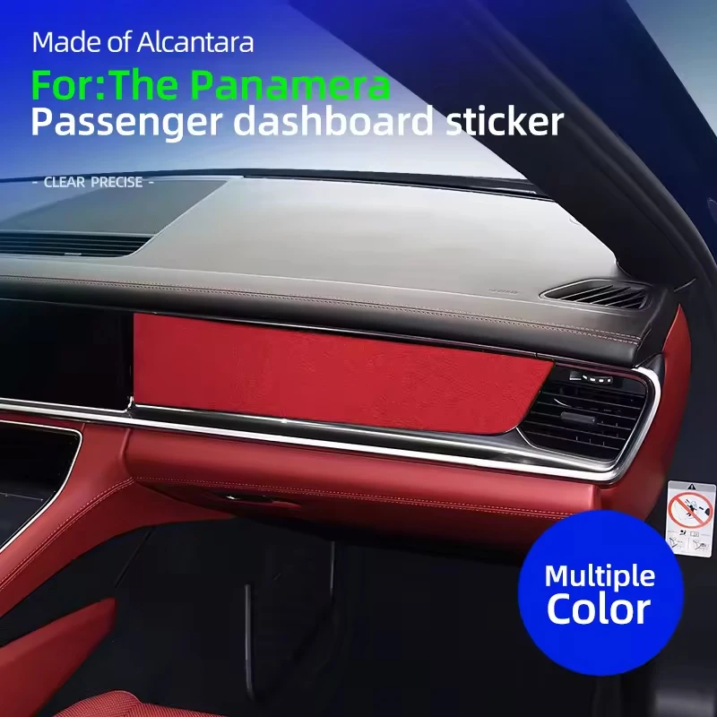 

For Porsche Panamera 971 2017 2018 2019 2020 2021 2022 2023, Alcantara Suede Car Central Passenger Dashboard Panel Trim Sticker