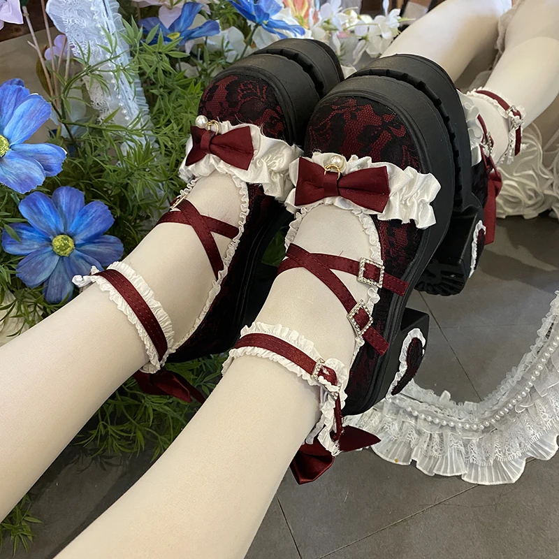 Advanced British Style New Lace Original Lolita Height Increasing Cos Mary Jane Shoes Jk Fashionable Comfortable Lo Shoes Women
