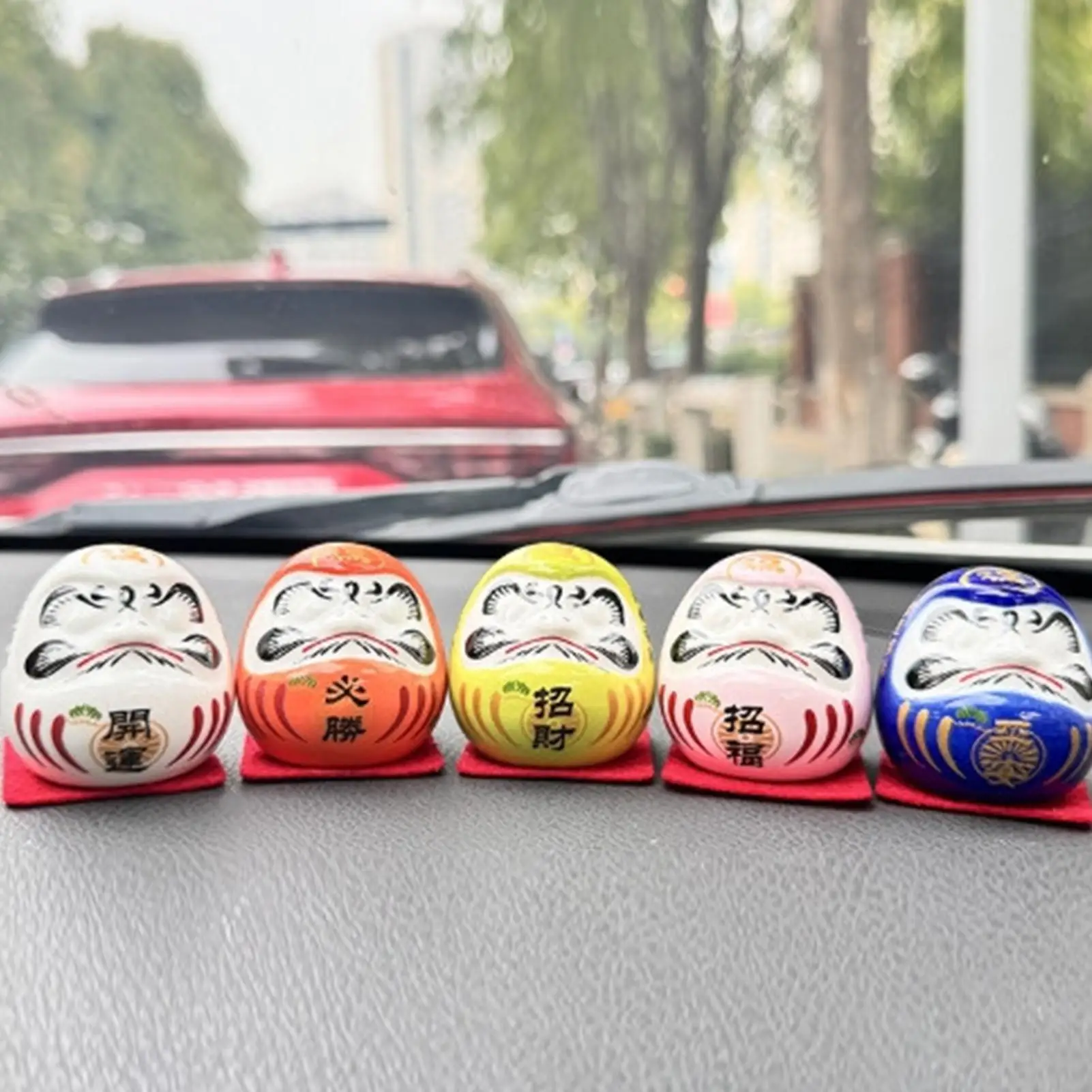 Daruma Doll 5x Small Japanese Daruma Statue Kit Luck Daruma Figurine Traditional Feng Shui Decor 1.89 Inches Zen Statue