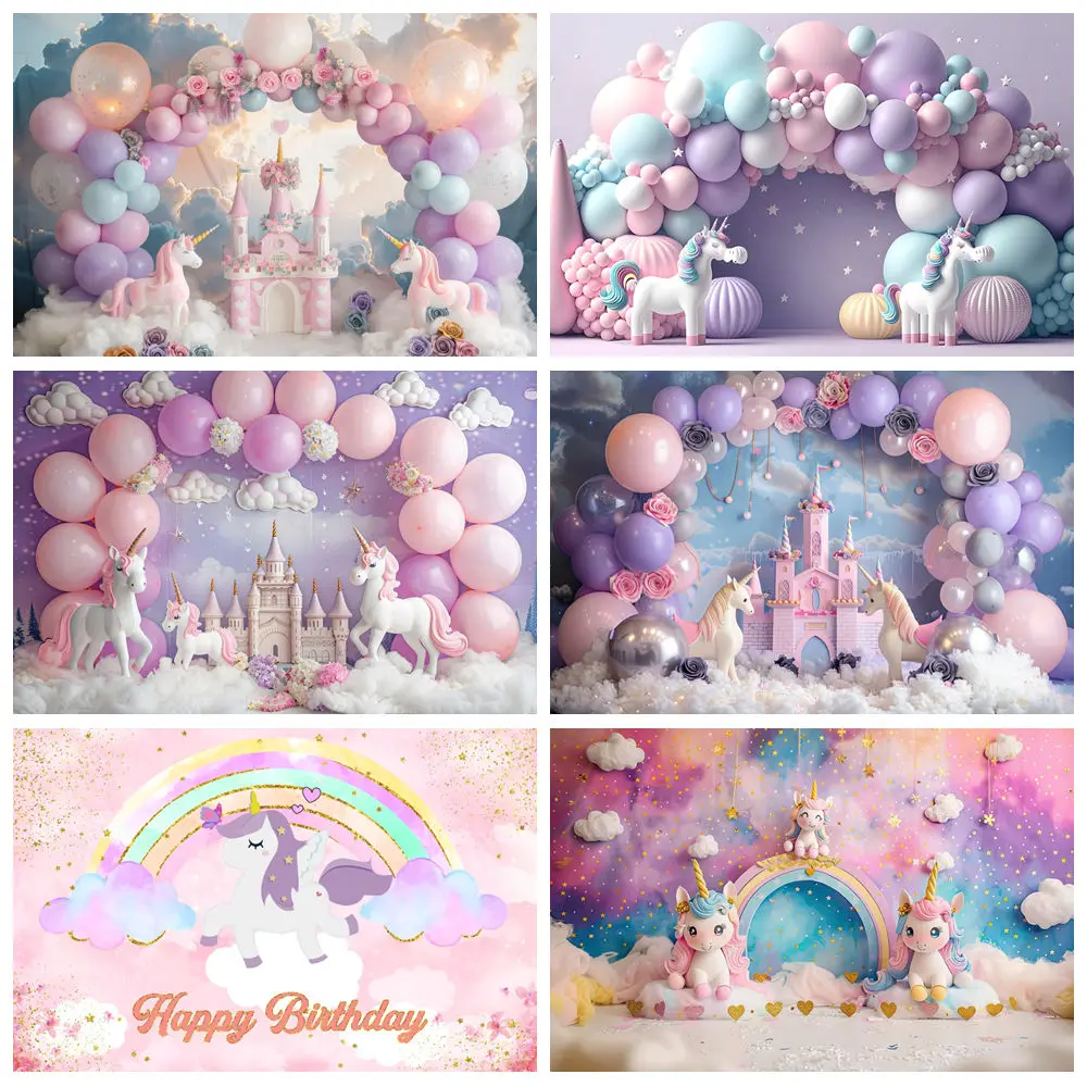unicornio-castelo-fundos-para-fotografia-arco-iris-flores-arco-balao-menina-1st-festa-de-aniversario-cha-de-bebe-pano-de-fundo-photobooth