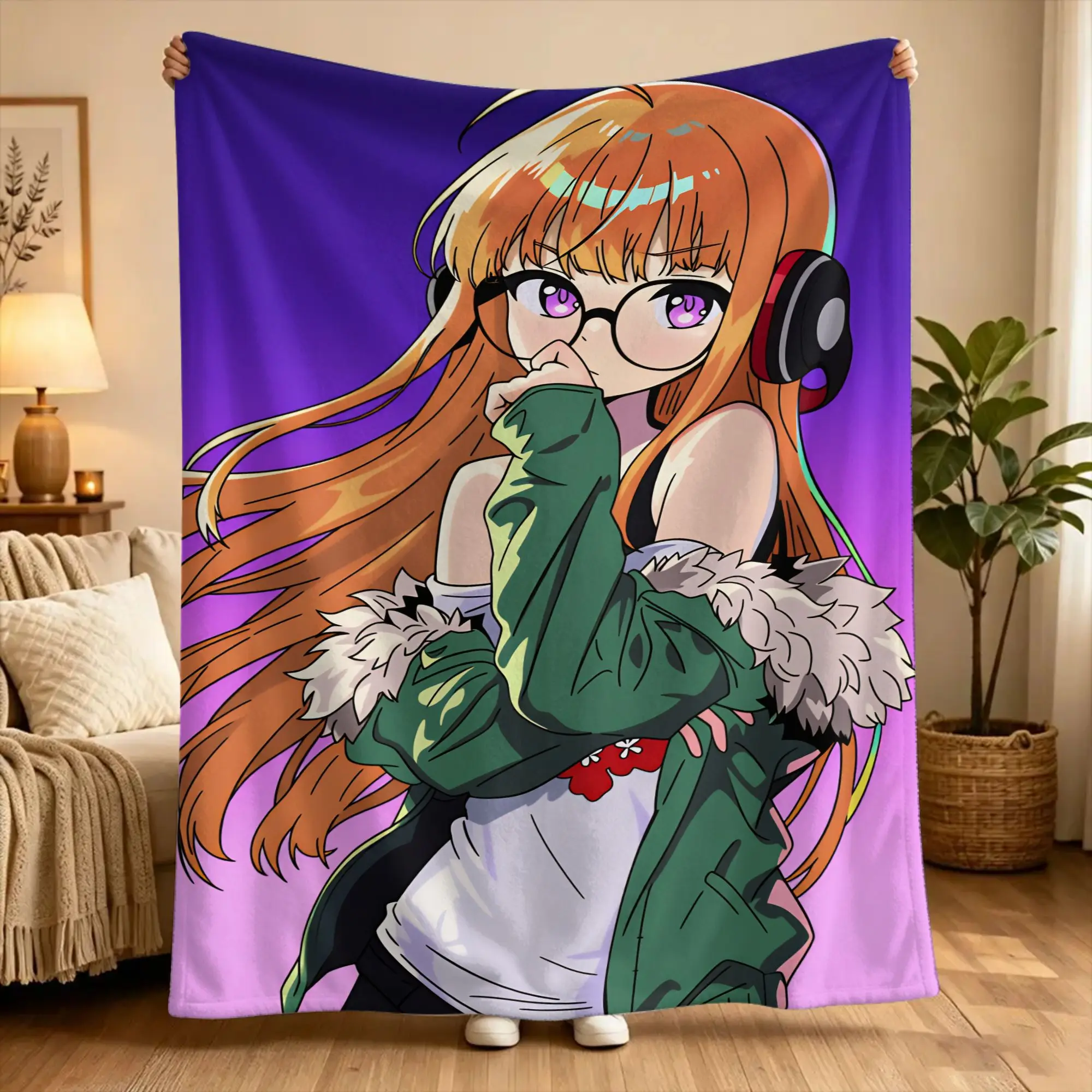 P5 Futaba Sakura Joker Plush Blanket Girls Boys  Flannel Throw Blanket For Outdoor Super Warm Custom DIY Quality Bedspread Gift