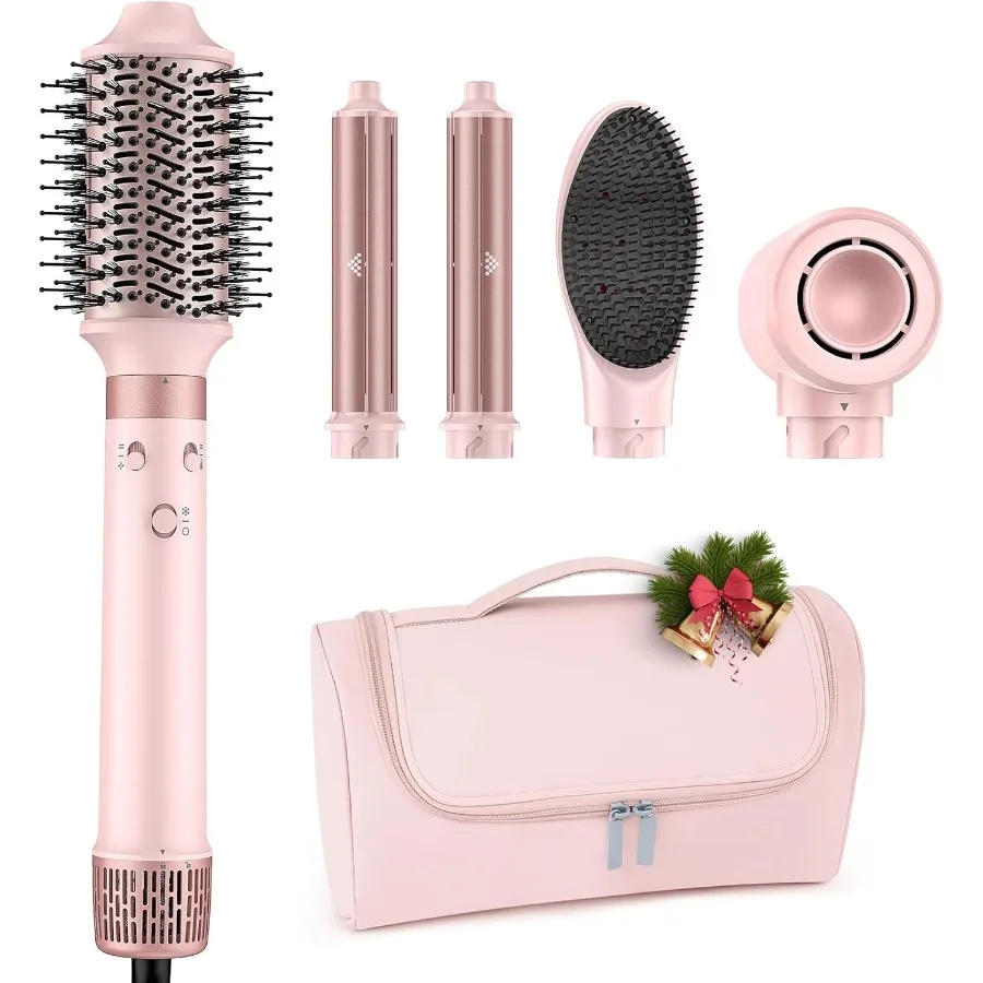 غلاف مصفف الهواء الساخن ذو الجهد المزدوج - فرشاة مجفف الشعر 5 في 1 مع مجفف شعر سريع الجفاف وتصفيف الشعر وتكثيفها #1