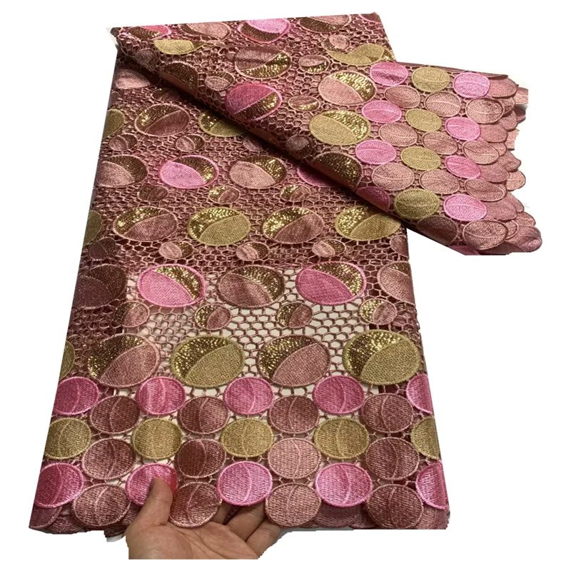 

High Quality Swiss Voile Lace Fabric African Cotton 5 Yards Nigerian Mesh Embroidery Lace Fabrics For Wedding Dress FT935