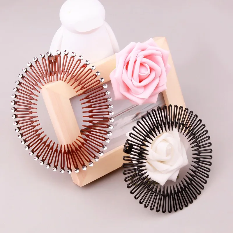 1x Sport Plastic Stretch Hair Band Full Circle Flexible Comb Teeth Headband Hair Clips Hoop Ponytail Headwear Hair Accessories