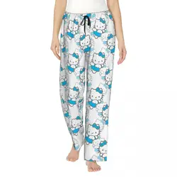 Custom Women Cartoon Anime Hello Kitty Pajama Pants Print Sleep Sleepwear Bottoms with Pockets