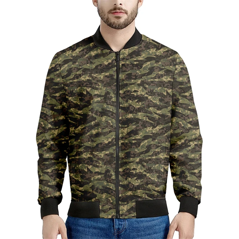 Camouflage Print Men Women Zip Coat 3D Print Sweatshirt Fashion Jacket Oversized Clothing Casual Sportswear Forest Tops Apparel