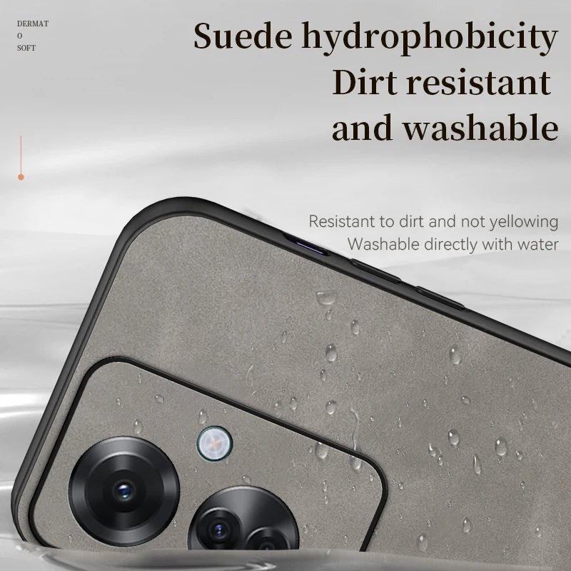 جراب هاتف من جلد الخراف الملمس غطاء خلفي لهاتف OPPO Reno12 F FS Reno 12 13 Pro 5G إطار ناعم مقاوم للصدمات مع غطاء حامل