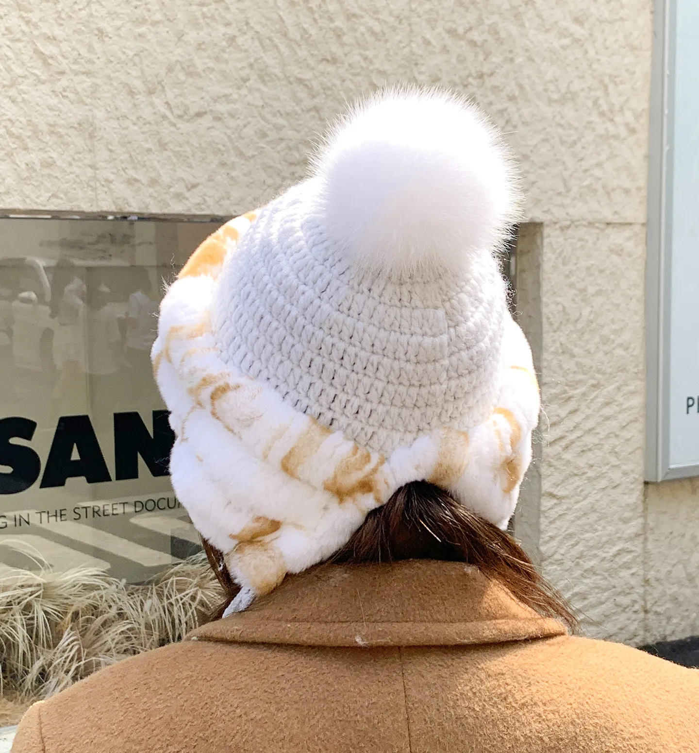 Herbst-Winter Echte Rex-Kaninchenfell-Mütze Dicke Warme Ohrenschutz-Kopfbedeckung Damen Lei Feng Mütze – Detail 14