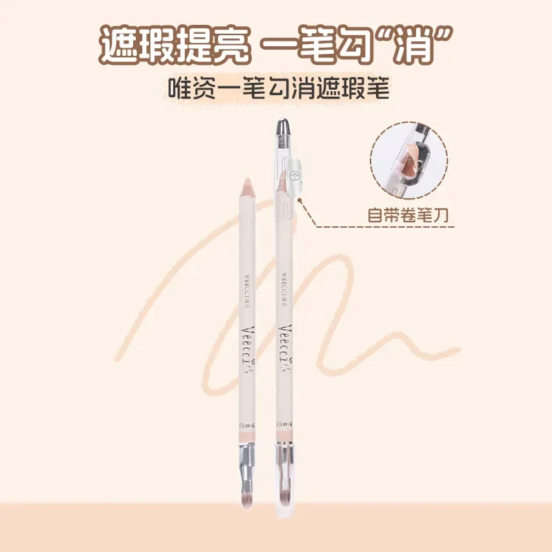 VEECCI Multi-use Concealer Pen Natural Eye Lid to Under-eye Brighten Cover Spot Whith Brush Easy Makeup