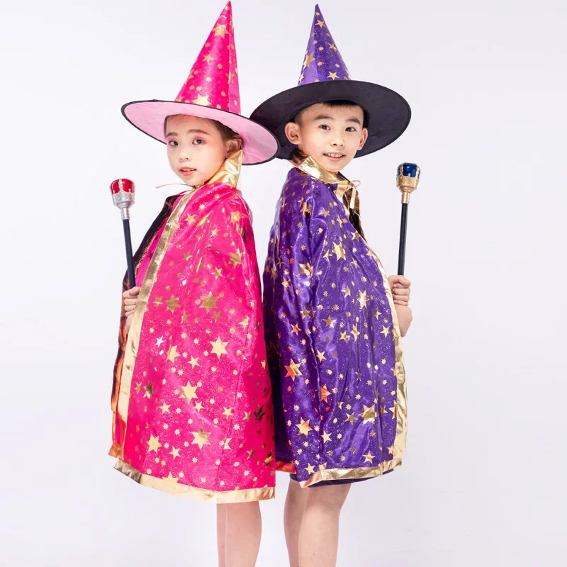 Capas de mago con sombrero para fiesta de cumpleaños de niños, Disfraces de Halloween, suministros para fiestas de cumpleaños, recuerdo de fiesta