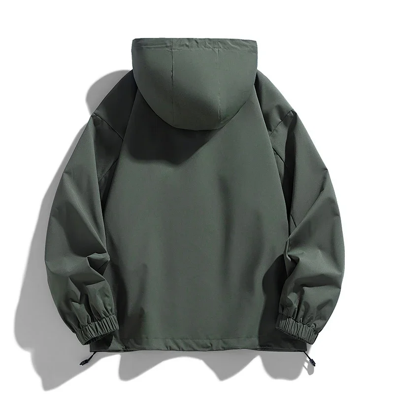 Men Jacket Hooded Windbreaker Trench Coats Oversize 6XL 7XL 8XL Plus Size Waterproof Black Outerwear Camping Loose Thin Softshel
