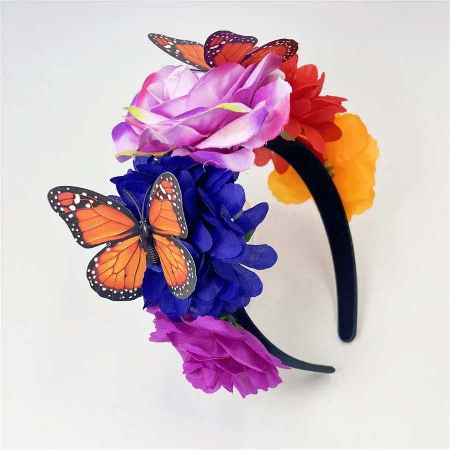 2024 New Fashion personality Boho Flower Crowns Headband For Women Faux Floral Hairband Wedding Art Photography Hair Accessories