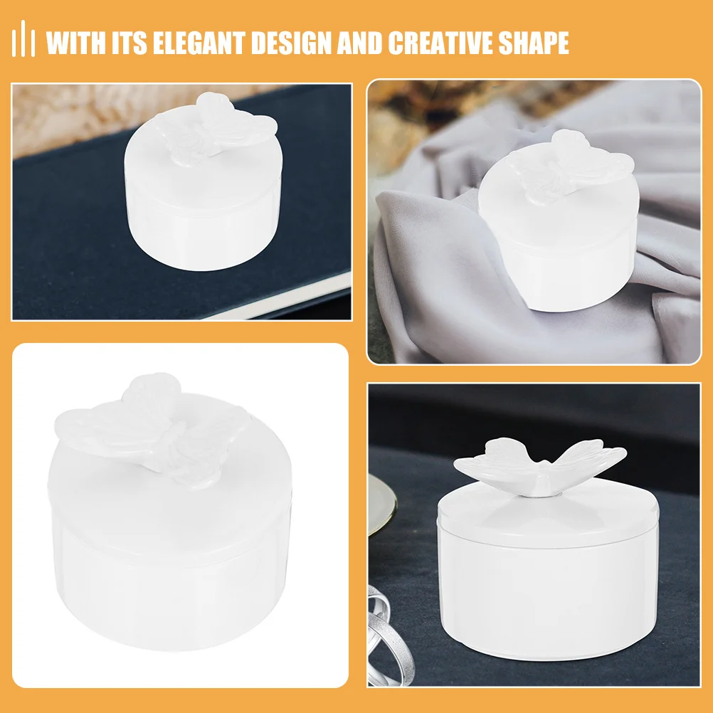 

2Pcs Ceramic Jewelry Storage Container Decorative Trinket Box with Lid for Home Organizer Gift Ceramic Jewelry Box