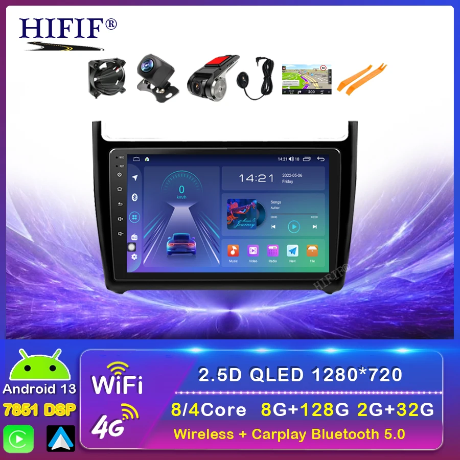 

9" 2din 4+64G DSP Carplay Android 13 Car Radio Multimedia Video Player GPS Navigation For Volkswagen VW Polo 2008-2015 Head Unit