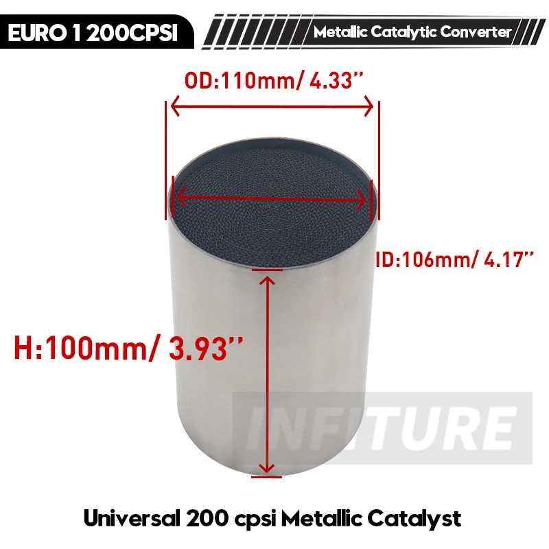 Catalytic Converter Exhaust Filter 110X100mm EURO1 200 cpsi High Flow Metallic Catalyst Exhaust Filter Honycomb Car Exhaust Tube