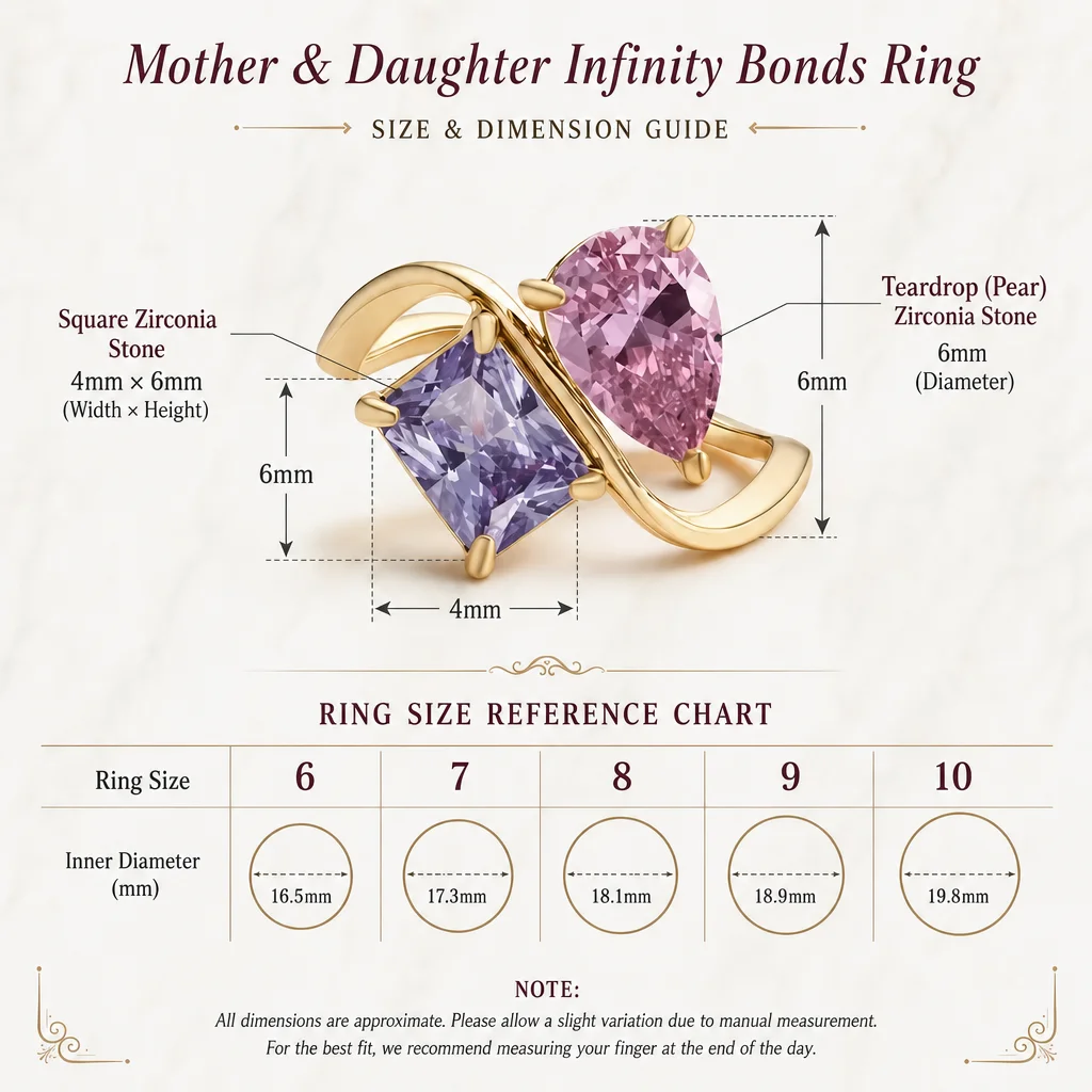 Custom Mother Daughter Birthstone Ring Personalized Infinity Bond Two Stone Ring 18K Gold Plated Jewelry Gift for Mom