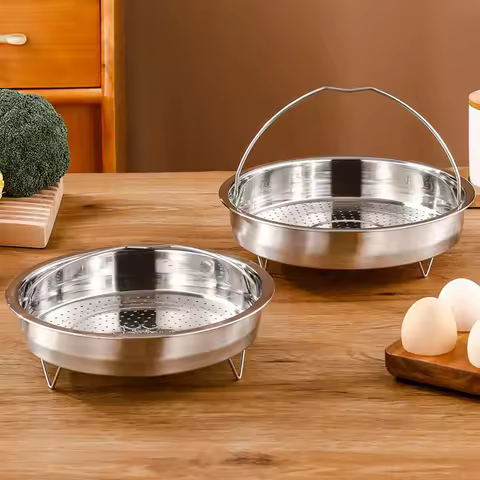 Stainless Steel Food Steamer Basket Pressure Cooker Steamer Basket with Handle Steaming Grid Drain Drainer Cooking Utensils