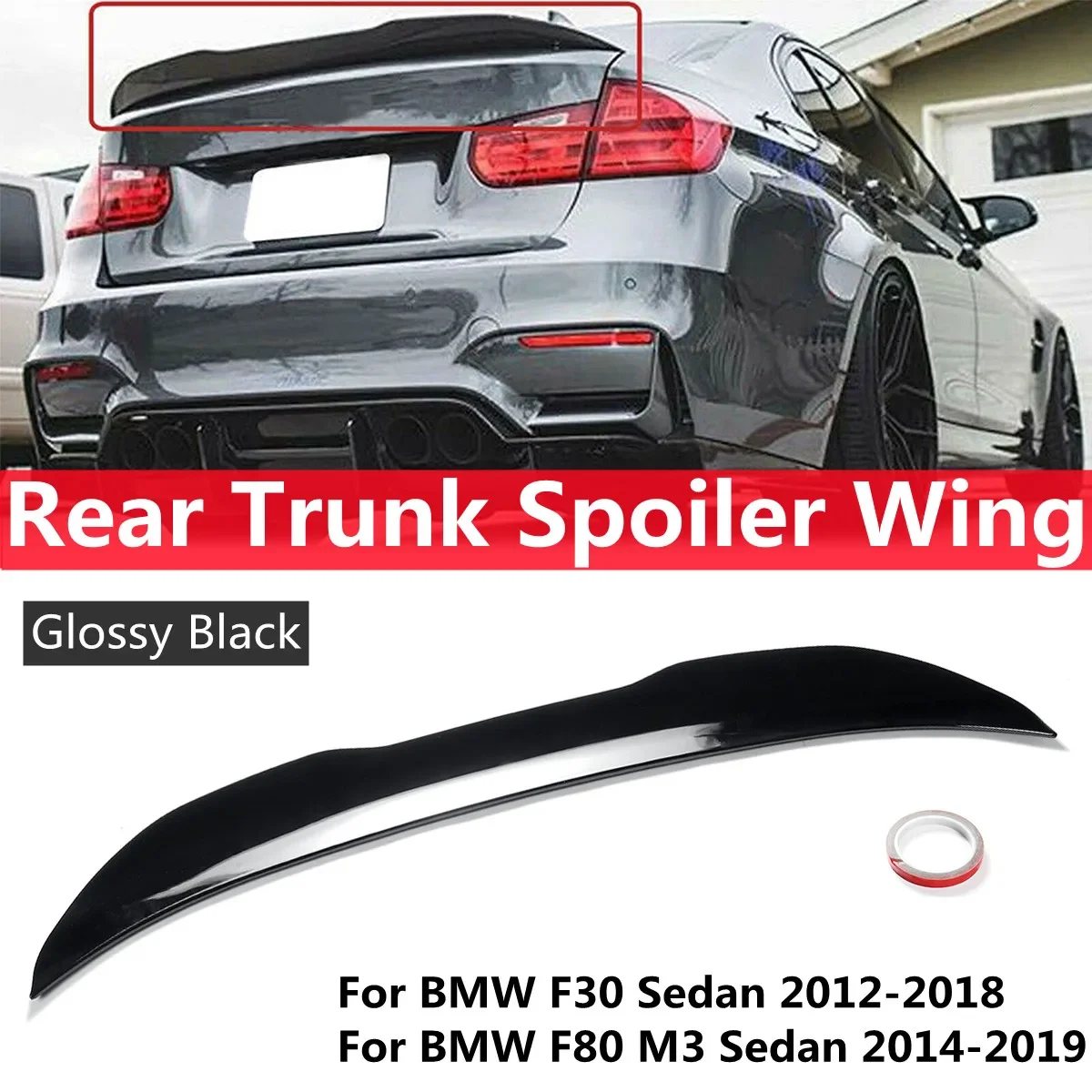 

PSM Style Car Rear Trunk Spoiler Lip Boot Wing For BMW F30 2012-2018 For F80 2014-2019 Rear Spoiler Wing Lip Tail Wing Body Kit