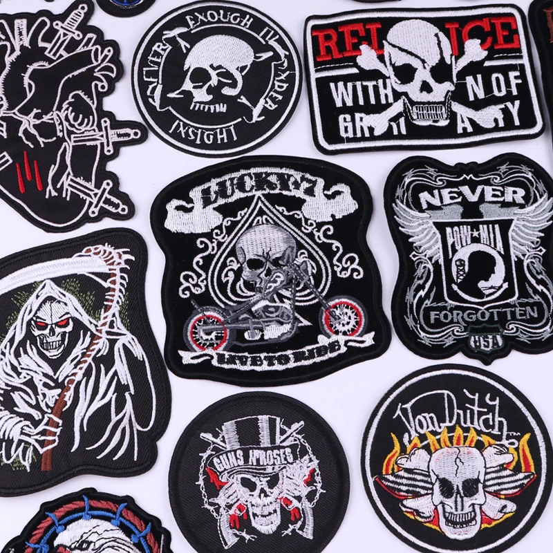 Punk Patch Motorcycle Biker Eagle Embroidery Patch Iron On Patches For Clothing thermoadhesive Patches On Clothes Jacket Sew DIY