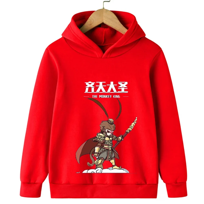 2024 The Monkey King Kids Boys Hoodies Sweatshirts For Autumn Coats Teenager Boy Clothes Kid Girls Tops Children Clothing 4-14YS