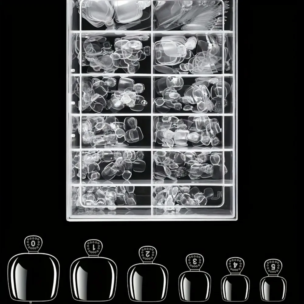 240PCS Clear Fake Toenails Tips Ultra Thin Soft Gel Full Cover Square False Toe Nail Extension Supply Grid Box Package