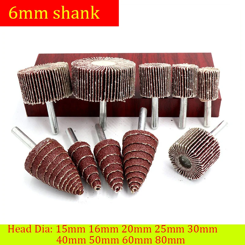 

1 шт., 6 мм, хвостовик, 15-80 мм, настенная шлифовальная бумага, шлифовальный круг, цилиндрический/конический для полировки поверхности металла, дерева ﻿