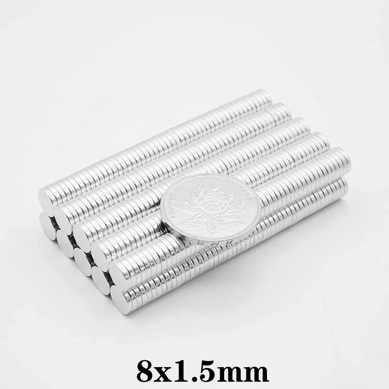 8x1.5 MM Powerful Strong Neodymium Magnet 8mm X 1.5 Mm for Home Refrigerators, Offices DIY 8x1.5 Mm Small Round Magnet 8*1.5 Mm