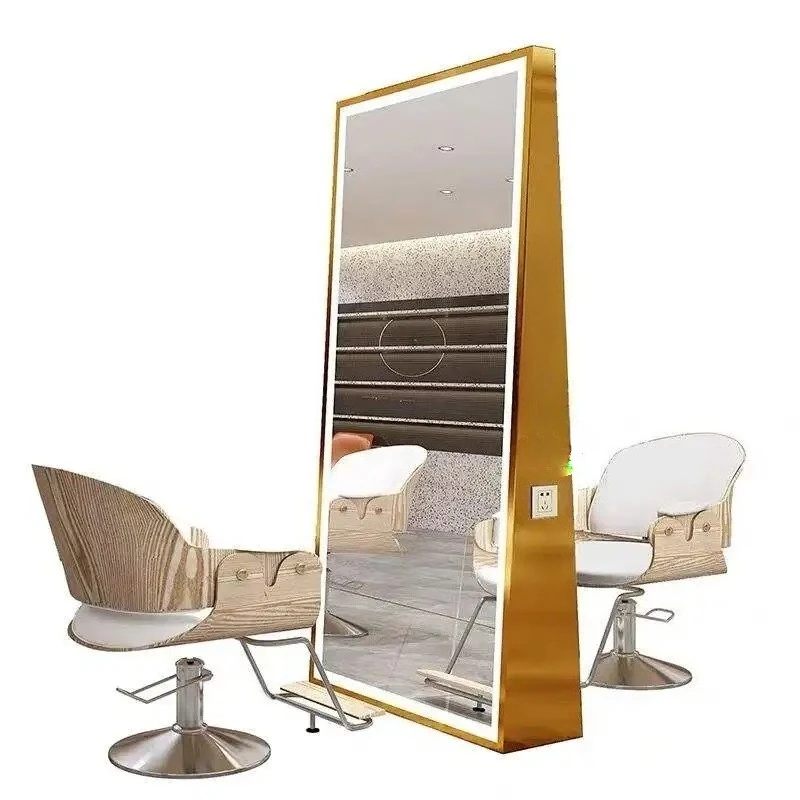 Single and double-sided stainless steel hair cutting with lamp, perm and dyeing mirror, special hair salon mirror