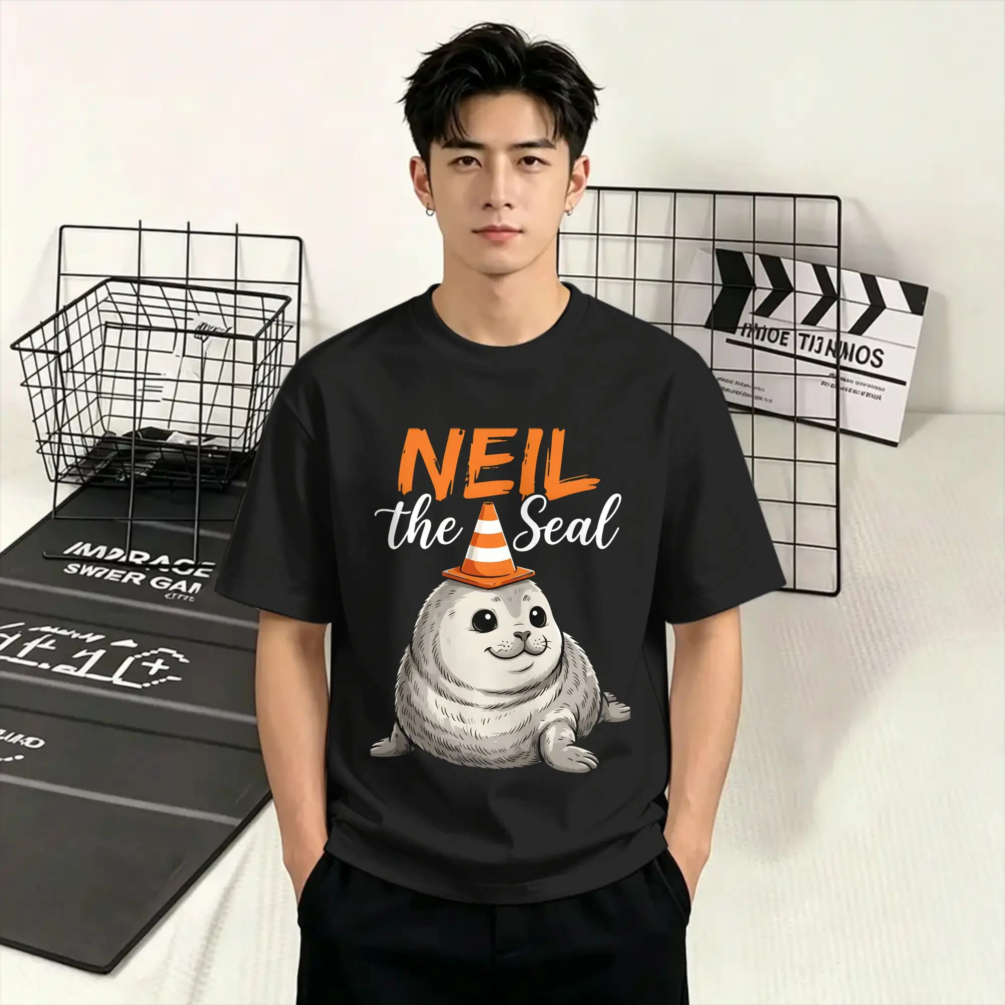Vintage T-Shirt Summer Neil the Seal  Hip Hop T-Shirts  100 Cotton Tee Shirt for Men Y2K Casual Hot Sale Short Sleeve Tees