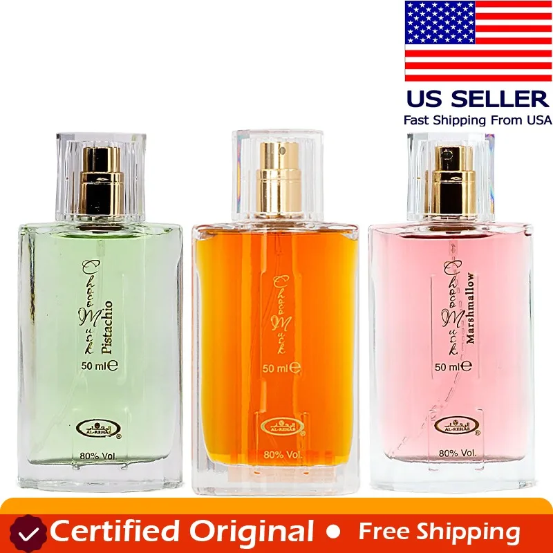 Al-Rehab Choco Musk Eau De Parfum Spray para Mujer, Perfume Gourmand con Fresa, Malvavisco y Cacao, 1.65 Oz/50 Ml