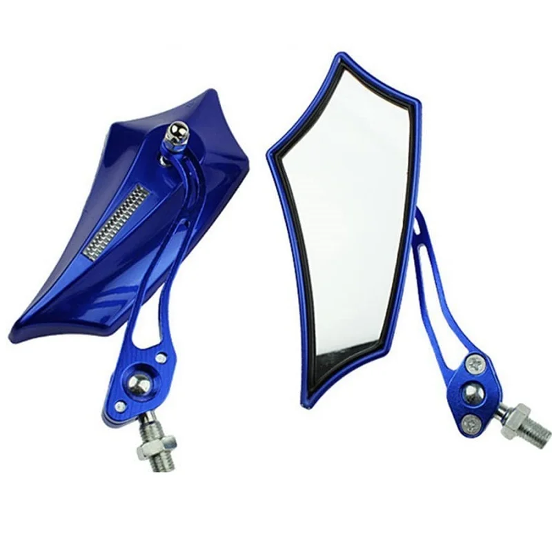 Universal 8mm 10mm Motorcycle Rear View Moped Handlebar Side Mirrors Rotatable Blue Rearview Mirror Accessories Motorbike mt09